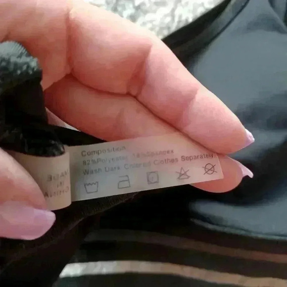 Shein Womens Black Floral 2 Piece One Shoulder Swimsuit L - Picture 13 of 16